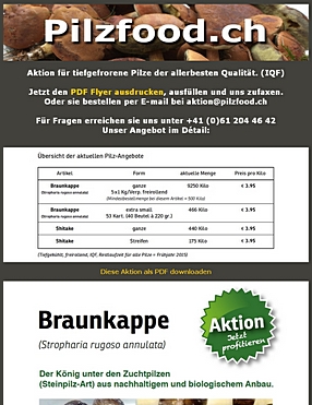 Webauftritt Pilzfood.ch